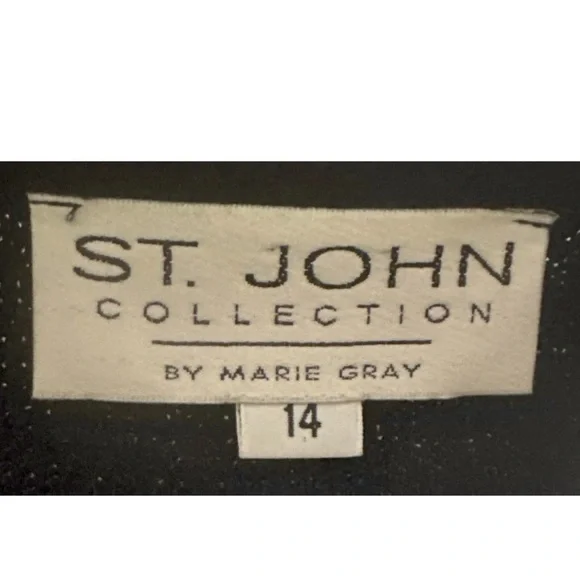 RARE St. John Military Navy Blue Jacket Blazer Santana Marie Gray Wool/Rayon 14 - Picture 13 of 15